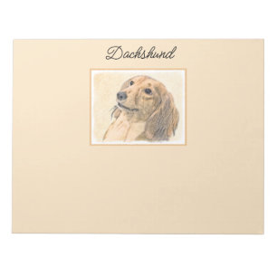 Dachshund (Longhaired) Painting - Original Dog Art Notepad