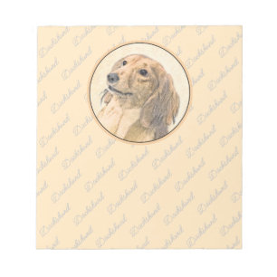 Dachshund (Longhaired) Painting - Original Dog Art Notepad