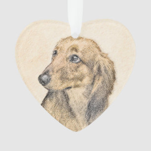 Dachshund (Longhaired) Painting - Original Dog Art Ornament