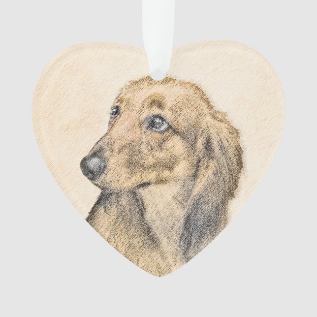 Dachshund (Longhaired) Painting - Original Dog Art Ornament (Front)