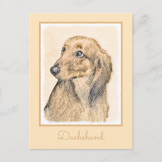 Dachshund (Longhaired) Painting - Original Dog Art Postcard