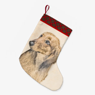 Dachshund (Longhaired) Painting - Original Dog Art Small Christmas Stocking