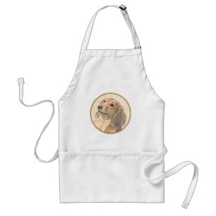 Dachshund (Longhaired) Painting - Original Dog Art Standard Apron