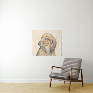 Dachshund (Longhaired) Painting Original Dog Art Tapestry