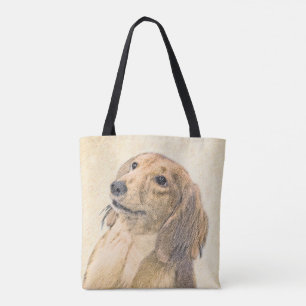 Dachshund (Longhaired) Painting - Original Dog Art Tote Bag