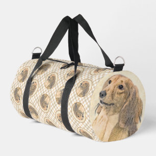 Dachshund Longhaired Red Painting Original Dog Art Duffle Bag