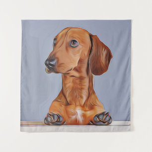 Dachshund Looking Away Doxie Dog Birthday Poster Tapestry