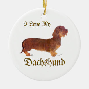 Dachshund Love Ceramic Tree Decoration