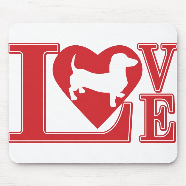 Dachshund Love Heart Mouse Pad (Front)