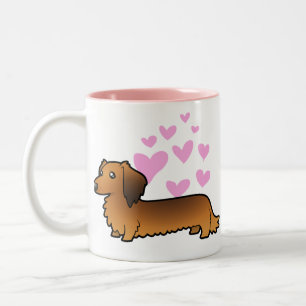 Dachshund Love (longhair) Two-Tone Coffee Mug