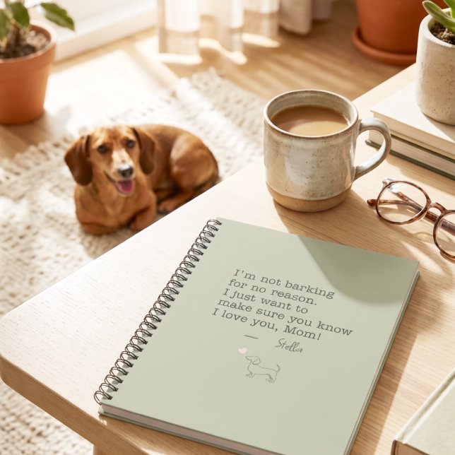 Dachshund Love Message Personalised Sage Green Notebook (Creator Uploaded)
