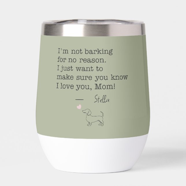 Dachshund Love Message Personalized Sage Green (Back)