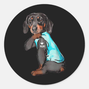 Dachshund Love Mum Tattoo Dog Lovers Classic Round Sticker