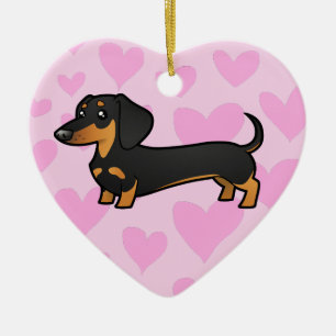 Dachshund Love (smooth coat) Ceramic Tree Decoration