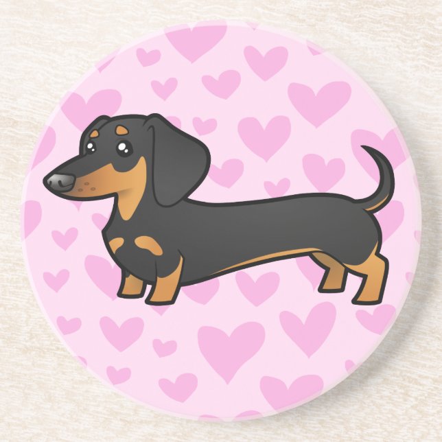 Dachshund Love (smooth coat) Coaster (Front)