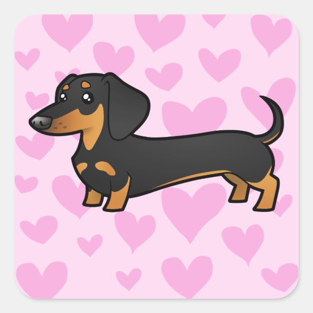 Dachshund Love (smooth coat) Square Sticker (Front)