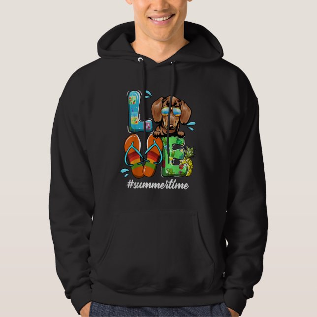 Dachshund Love Summer Time Dog Funny In July Summe Hoodie (Front)
