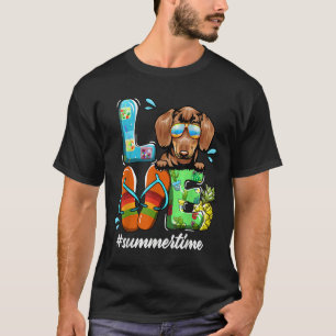 Dachshund Love Summer Time Dog Funny In July Summe T-Shirt