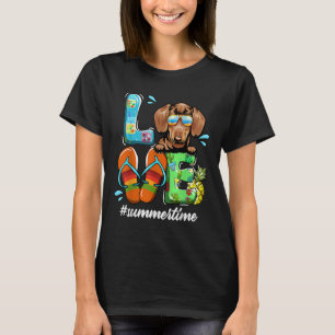 Dachshund Love Summer Time Dog Funny In July Summe T-Shirt