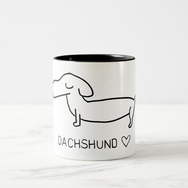 Dachshund Love Two-Tone Coffee Mug (Center)
