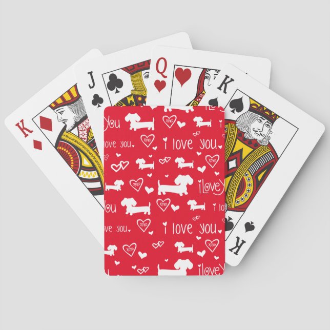 Dachshund Love Valentine's Deck of Playing Cards (Back)