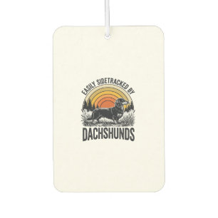 Dachshund Lover Shirt Easily Sidetracked Retro Art Car Air Freshener