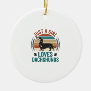Dachshund Lover Shirt Vintage Sunset Dog Graphic_1 Ceramic Ornament