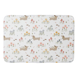 Dachshund Lover Weiner Dog Sausage Dog Wildflower Bath Mat