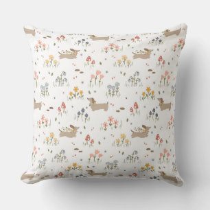 Dachshund Lover Weiner Dog Sausage Dog Wildflower Cushion