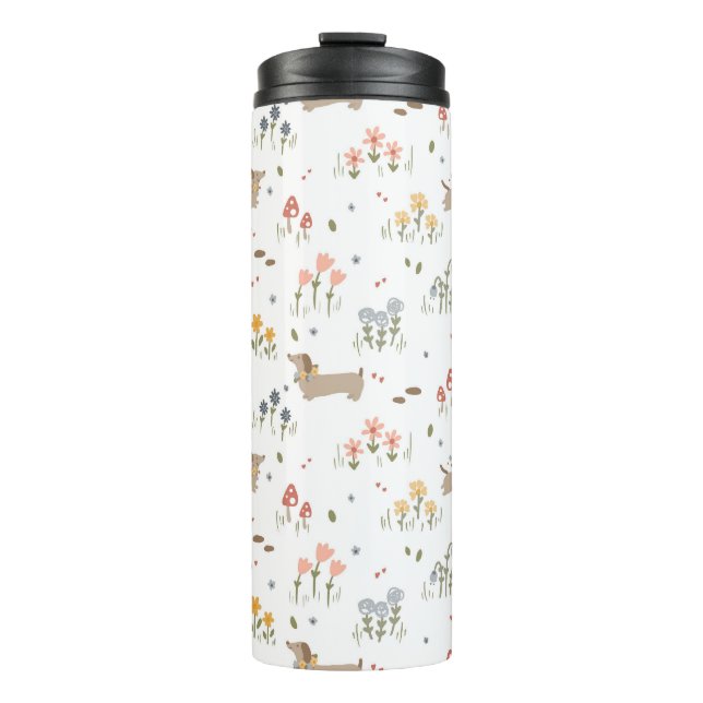 Dachshund Lover Weiner Dog Sausage Dog Wildflower Thermal Tumbler (Front)