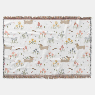 Dachshund Lover Weiner Dog Sausage Dog Wildflower Throw Blanket