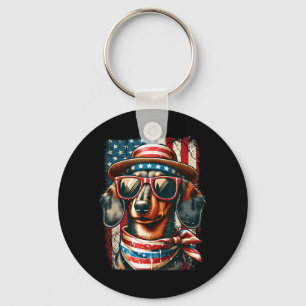 Dachshund Lovers AAAmerican Flag Patriotic Wiener Key Ring