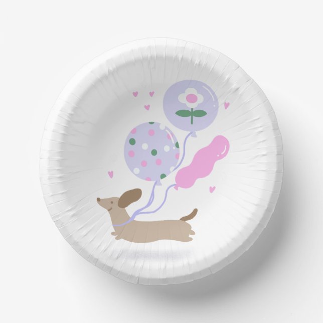 Dachshund Lovers Dog Puppy Birthday balloons  Paper Plate (Front)