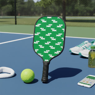 Dachshund Loving Pickleball Green Blue Paddle