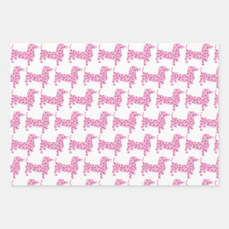 Dachshund made up in Pink Hearts Wrapping Paper Sheet