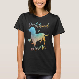 Dachshund Mama Colorful Dachshund hearts Dog Mom d T-Shirt