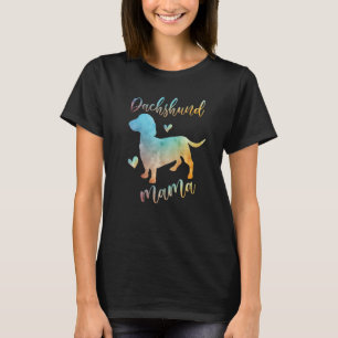 Dachshund Mama Colorful Dachshund hearts Dog Mom d T-Shirt