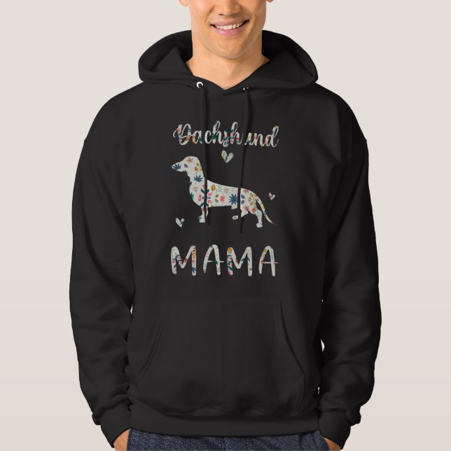 Dachshund Mama Floral Dog Mom Love Hoodie (Front)