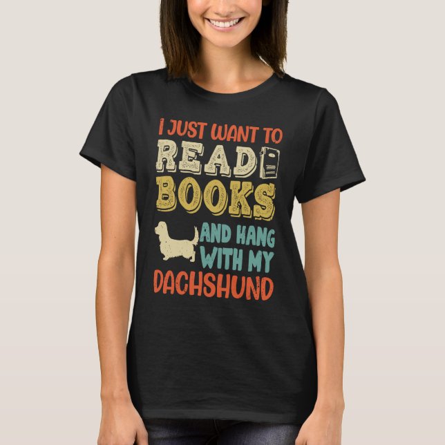 Dachshund Mama Ich Will Only Read Books Hanging Do T-Shirt (Front)