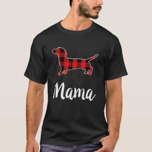 Dachshund Mama Womens Red Buffalo Plaid Dachshund T-Shirt