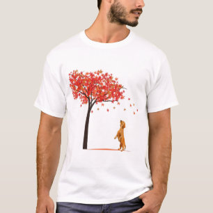 Dachshund Maple Tree Thanksgiving Day Cute Dog Dox T-Shirt