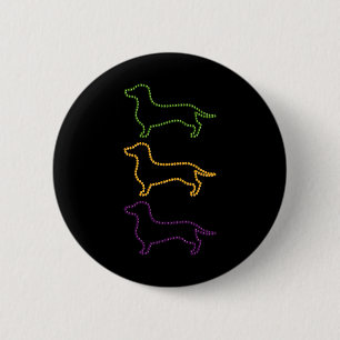 Dachshund Mardi Gras Beads  6 Cm Round Badge