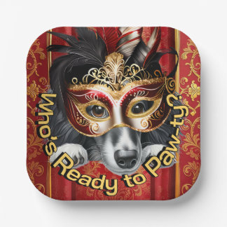 Dachshund Mask Paw-ty Plate | Red Gold