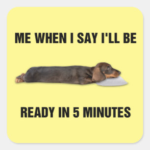 Dachshund Me When I Say I'll Be Ready In 5 Minutes Square Sticker