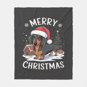 Dachshund Merry Christmas Classic T-Shirt Fleece Blanket