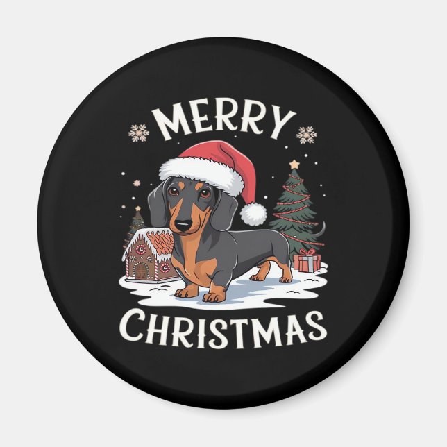Dachshund Merry Christmas Classic T-Shirt Magnet (Front)