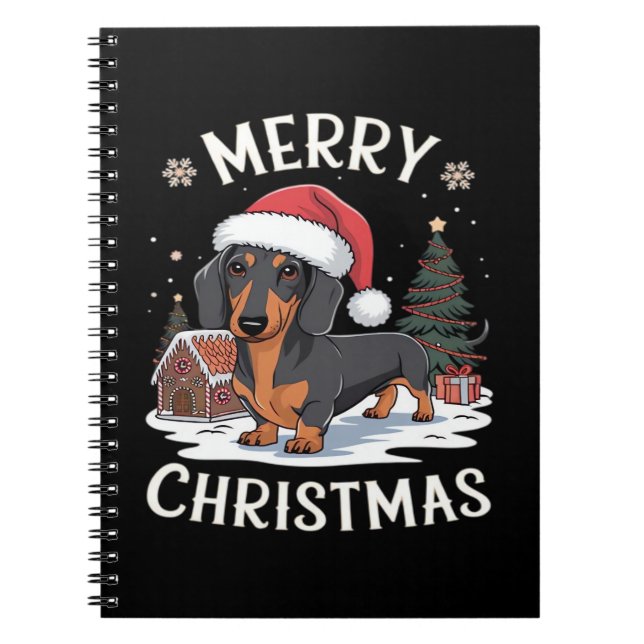 Dachshund Merry Christmas Classic T-Shirt Notebook (Front)