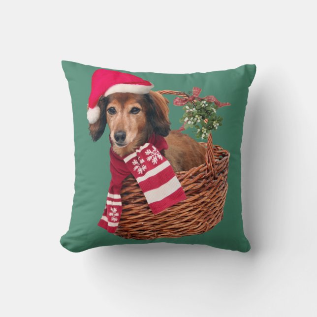 Dachshund Merry Christmas Cushion (Front)