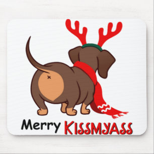 Dachshund merry kissmyass xmas lover dachshund dog mouse pad