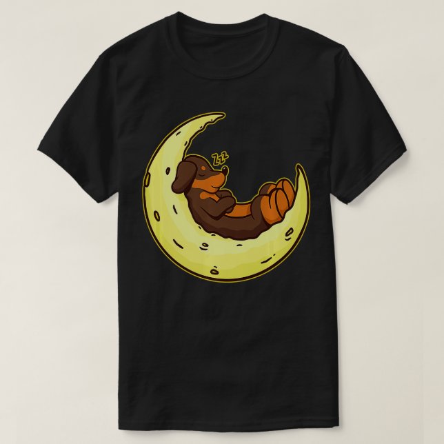 Dachshund Moon Dog Breed Sleeping Lover Gift Premi T-Shirt (Design Front)